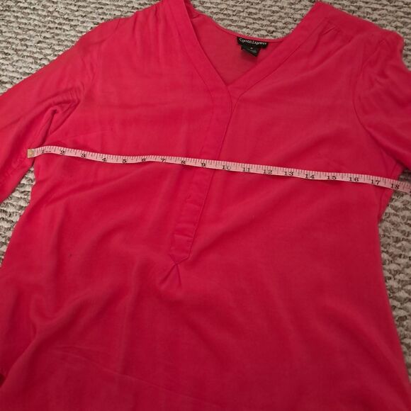 *Final Price* Cotton Express blouse women's medium M red office career formal - Picture 8 of 10